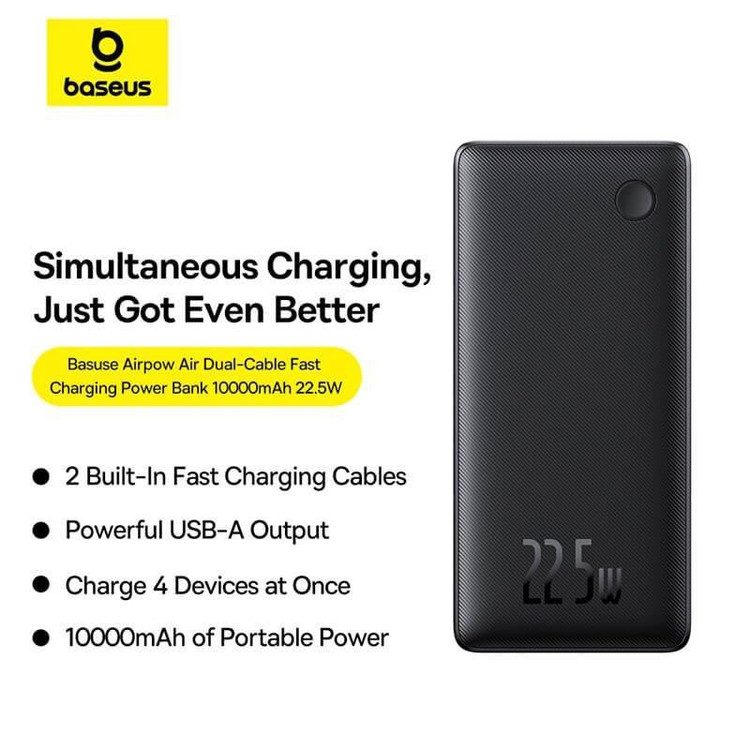 پاوربانک باسئوس مدل Airpow Lite PPAP2-10A ظرفیت 10000 میلی آمپر ساعت